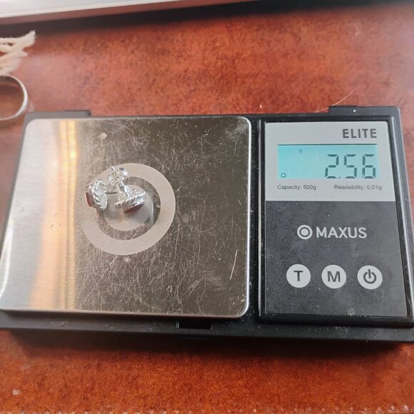 Sterling Silver Round Baltic Amber Stud Earrings w/ Twisted Rope Edge 1/3" - Picture 6 of 6